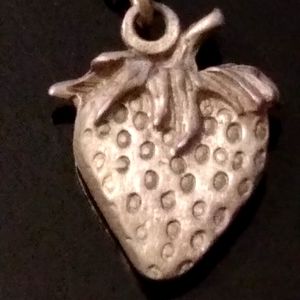 Vintage strawberry pewter necklace